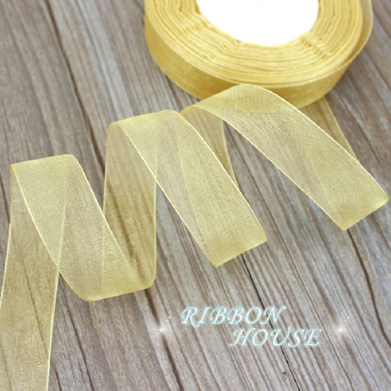 Velvet Ribbon Roll - (50 jardów/rolka) 3/4'' (20mm) jasnozłote wstążki