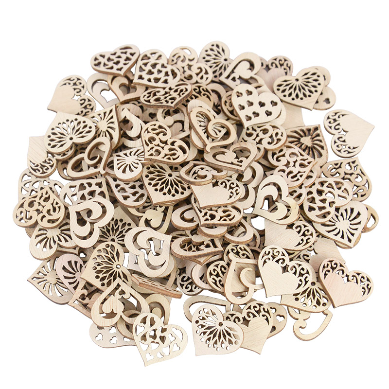 Craft Embellishment - 50/100 sztuk wydrążone serce wzór małe