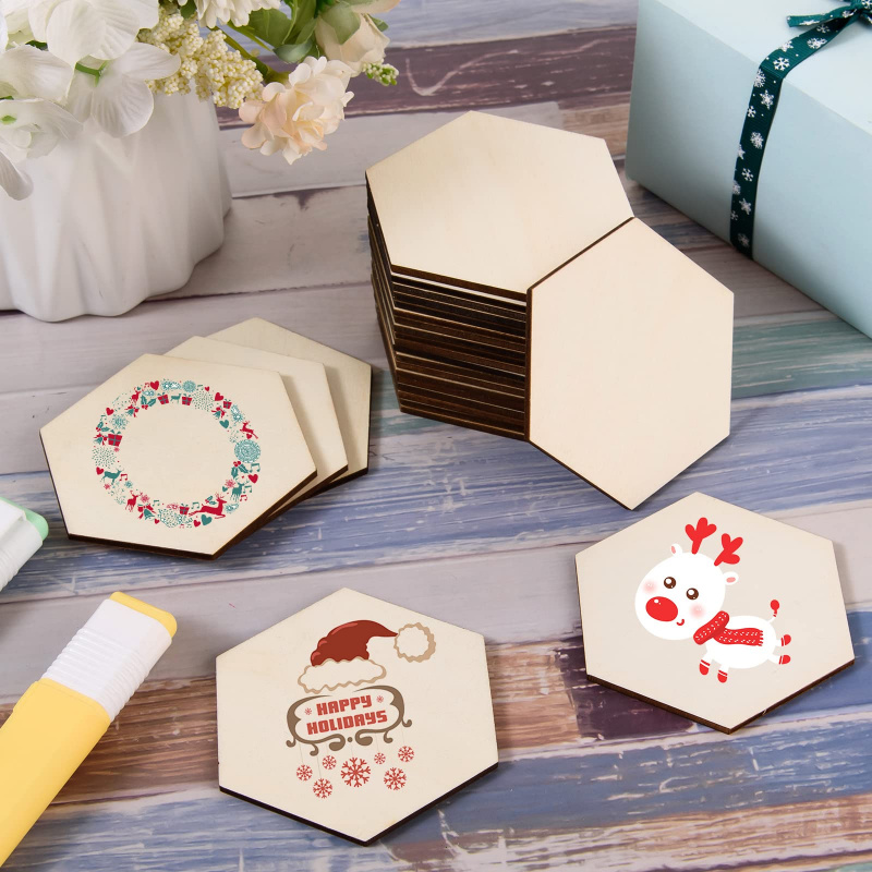 Drewniane sześciokątne plaster – Christmas Craft Embellishment recenzja i cena
